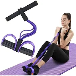 Pull Reducer Training Bands Natural Rubber 4 Tubes Body Trimmer Pedal Exerciser Yoga Crossfit Exercise, Arm Exercise, Tummy Body Building Training Men and Women (Multicolour)-picture-31