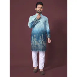 PulseIQ Ethnic Motifs Embroidered Thread Work Mandarin Collar Straight Kurta-picture-30