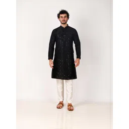 PulseIQ Men Black Art Silk Kurta Sets-picture-27