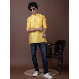 PulseIQ Men Dupion Silk Straight Kurtas-picture-28