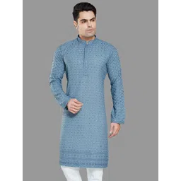 PulseIQ Men Embroidered Chikankari Kurta-picture-12