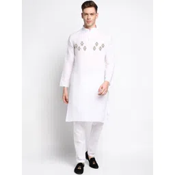 PulseIQ Men Ethnic Motifs Printed Mandarin Collar Regular Straight Kurta with Pyjamas-image-16
