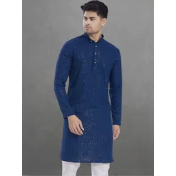 Pulseiq Men Geometric Embroidered Festive Straight Kurta-picture-27