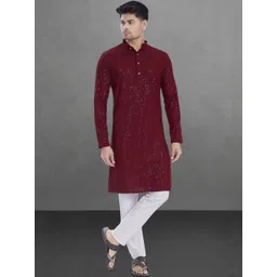 Pulseiq Men Geometric Embroidered Festive Straight Kurta-picture-26