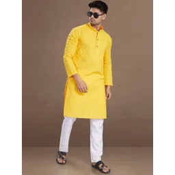 PulseIQ Men Geometric Embroidered Thread Work Kurta-picture-34
