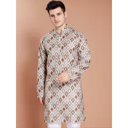 PulseIQ Men Geometric Printed Indie Prints Kurta-picture-28