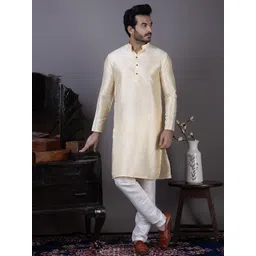 PulseIQ Men Jacquard Straight Kurtas-image-2