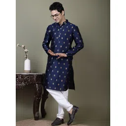 PulseIQ Men Jacquard Straight Kurtas-image-44