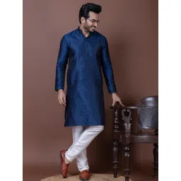 PulseIQ Men Jacquard Straight Kurtas-image-29