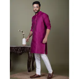 PulseIQ Men Jacquard Straight Kurtas-image-32