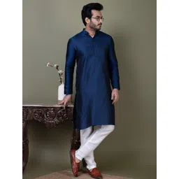 PulseIQ Men Jacquard Straight Kurtas-image-37