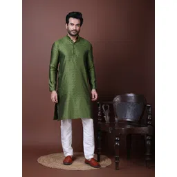PulseIQ Men Jacquard Straight Kurtas-image-38