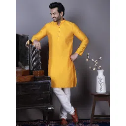 PulseIQ Men Jacquard Straight Kurtas-image-49
