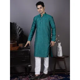 PulseIQ Men Jacquard Straight Kurtas-image-20