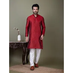 PulseIQ Men Jacquard Straight Kurtas-image-28