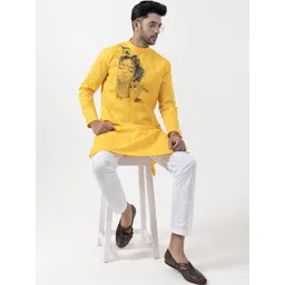 PulseIQ Men Mustard Kurtas-image-13