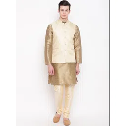 PulseIQ Men Regular Dupion Silk Kurta with Churidar-picture-19