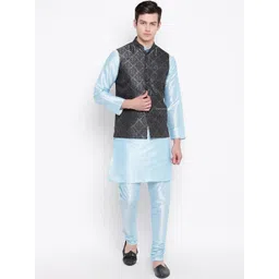 PulseIQ Men Regular Dupion Silk Kurta with Churidar-picture-21