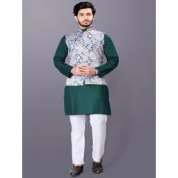 PulseIQ Men Solid Kurta with Pyjama & Nehru Jacket-picture-23