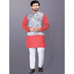 PulseIQ Men Solid Kurta with Pyjama & Nehru Jacket-picture-22