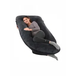 Pum Pum Black Fibre Filled Faux Velvet Ultra Soft Sleep U Shaped Maternity Pillow-picture-22