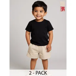 Pum Pum Boys Pack Of 2 Printed Regular Fit Mid-Rise Cotton Shorts-picture-27