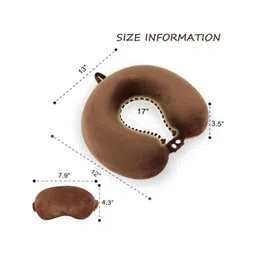 Pum Pum Brown 2 Pieces Microfibre Filled Polycotton Ultra Soft Travel Pillow image 4