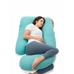 Pum Pum Turquoise Blue Fibre Filled Faux Velvet Ultra Soft Hollow UShaped Maternity Pillow-picture-12