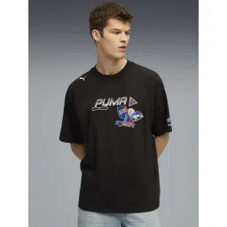 Puma Black Cotton Relaxed Fit Logo Printed T-Shirt-picture-31