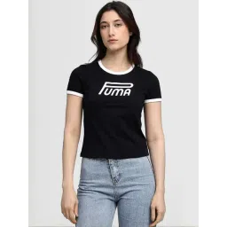 Puma Black Cotton Slim Fit Logo Printed T-Shirt-picture-24