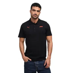Puma Black F1 Essentials Logo Regular Fit Polo T-Shirt-image-7