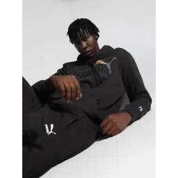 Puma Black Regular Fit Logo Print Hooded Sweatshirt-picture-32