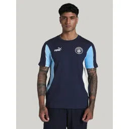 Puma Blue Cotton Regular Fit Colour Block Sports T-Shirt-picture-31