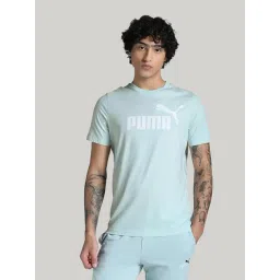 Puma Blue Cotton Regular Fit Logo Printed Sports T-Shirt-image-43