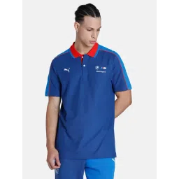 Puma Blue Cotton Regular Fit Printed Polo T-Shirt-image-38
