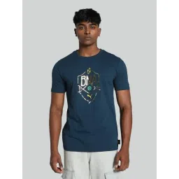 Puma Blue Cotton Regular Fit Printed Sports T-Shirt-image-37
