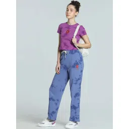 Puma Blue Crystal Cotton Comfort Fit Printed Trackpants image 4