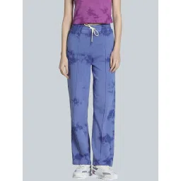 Puma Blue Crystal Cotton Comfort Fit Printed Trackpants image 1