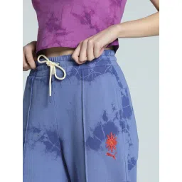 Puma Blue Crystal Cotton Comfort Fit Printed Trackpants image 5