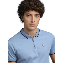 Puma Blue PREMIUM Zipper Slim Fit Polo T-Shirt image 3