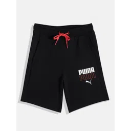 Puma Boys Black Graphic Logo Youth Print Regular Fit Mid-Rise Regular Shorts-picture-55