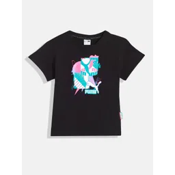 Puma Boys Relaxed Fit Fandom Brand Logo Printed Pure Cotton T-shirt-picture-30