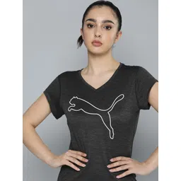 Puma Brand Logo Printed V-Neck dryCELL Train Fav Heather Cat Sustainable T-shirt image 4