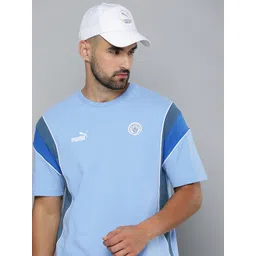 Puma Colourblocked Drop-Shoulder Sleeves Manchester City Archive Football Relaxed T-shirt-image-20
