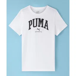 Puma Cotton Knit Half Sleeves T-Shirt With Logo Print - White-picture-14