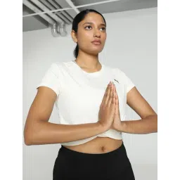 Puma Cream Textured Pattern Sports Cropped T-Shirt-picture-30