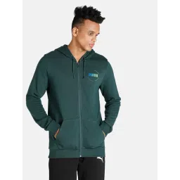 Puma Dark Green Printed Hooded Jacket-picture-12