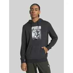 Puma Dark Grey Cotton Regular Fit Printed Sports Hoodie image 1