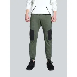 Puma Dark Olive Regular Fit Colour Block Sports Joggers-picture-12