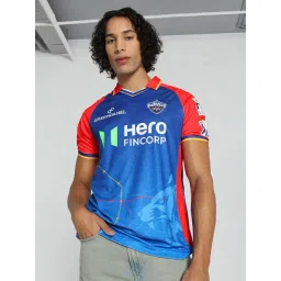 Puma DC Authentic 2024 Red & Blue Regular Fit Cricket Jersey-picture-39